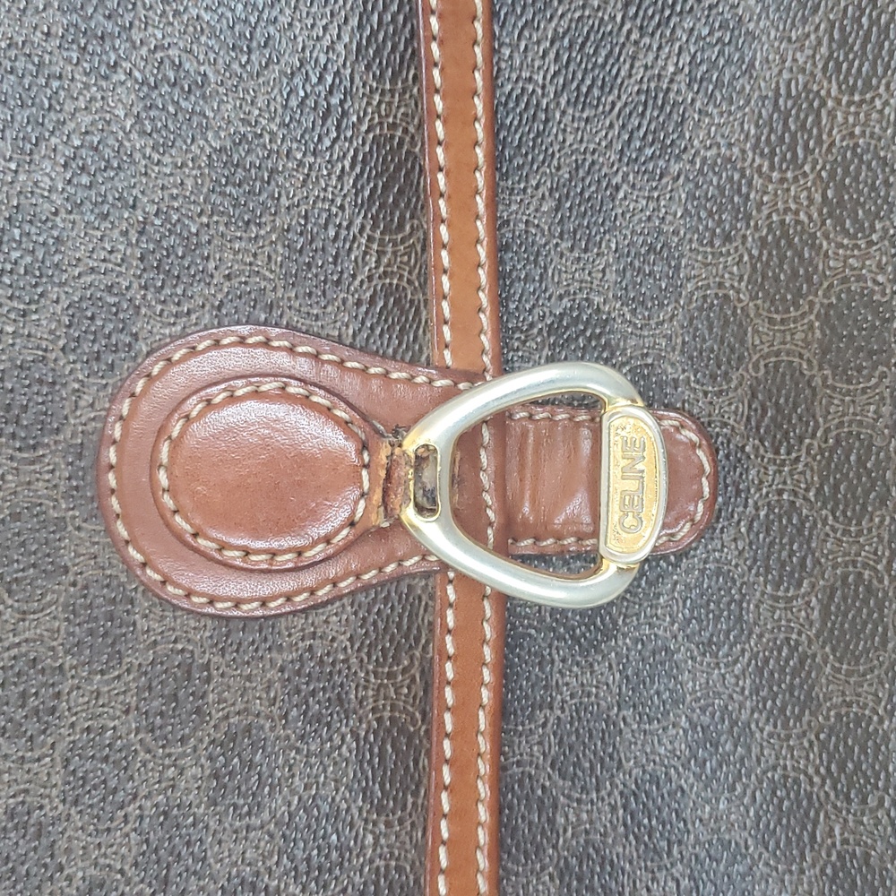 CELINE Brown Macadam Flap Crossbody Bag - Picture 4 of 17